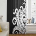 thumbnail image 5 of Black White Octopus Sheer Curtains 54 Inches Long, Coastal Ocean Animals Nautical Light Filering Curtains, Breathable Simi Curtain Privacy Drapes for Kitchen Bathroom Small Window Treatment, 5 of 9
