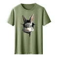 thumbnail image 4 of Tops de Cuello Alto para las Mujeres Amante Impreso Camiseta Cuello Redondo Manga Corta, Poliéster Spandex, 4 of 7