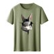 thumbnail image 4 of Tops de Cuello Alto para las Mujeres Amante Impreso Camiseta Cuello Redondo Manga Corta, Poliéster Spandex, 4 of 7