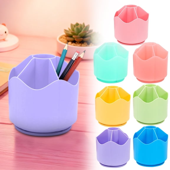 CoreLiving 360 Degree Rotating Desk Organizer Pen Holder for Desk with Large Capacity, Blue Office Supplies Storage Pot for Home Office Essentials