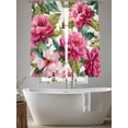 thumbnail image 5 of Pink Floral Sheer Curtains 63 Inch Length 2 Panels Set Window Treatments, Watercolor Flowers Leaves Plants Watercolor Rod Pocket Semi Curtains for Living Room/Bedroom/Kitchen Décor, 104"W x 63"L, 5 of 7