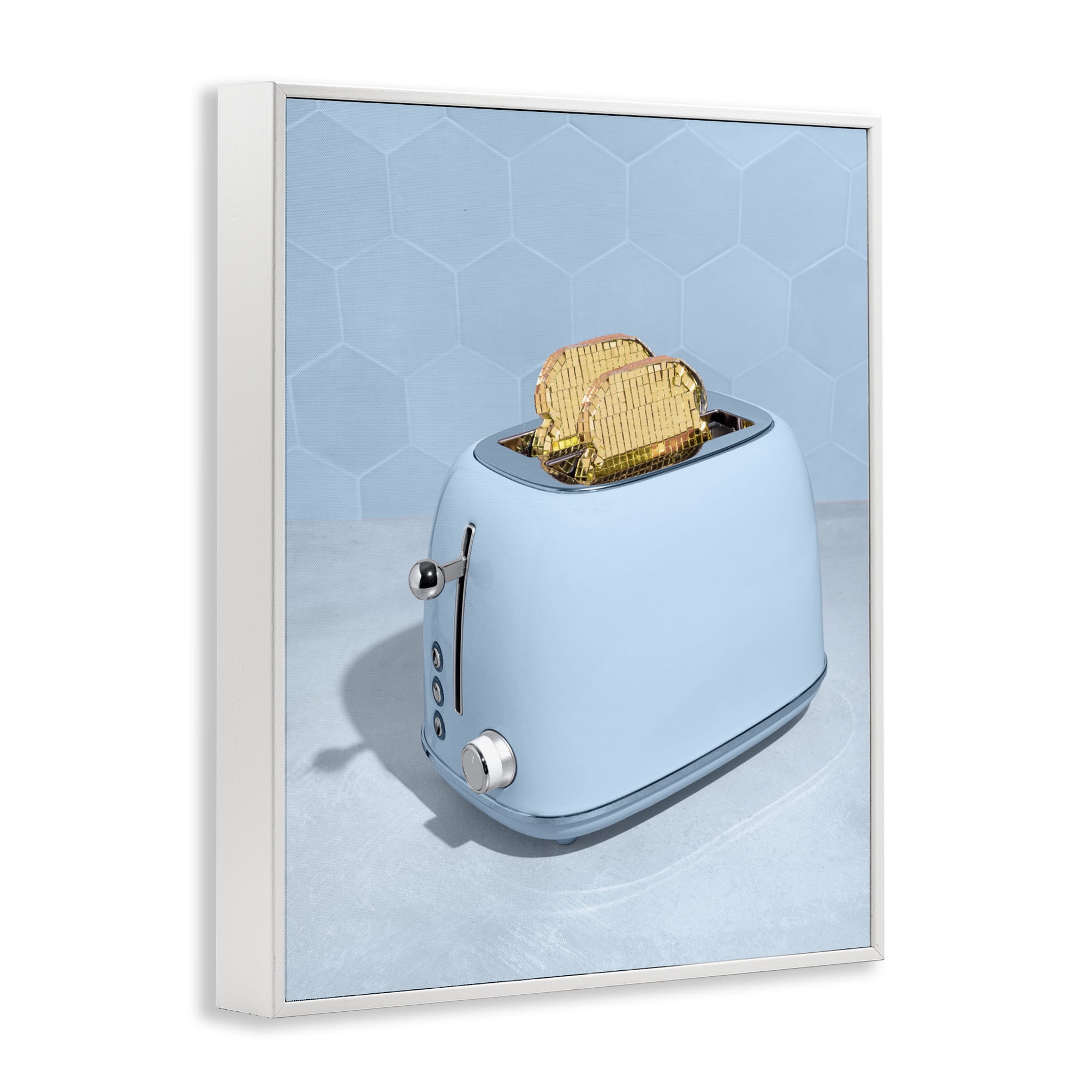 Stupell Industries Golden Disco Toaster Over White Framed Giclee Art, design by LISH Creative