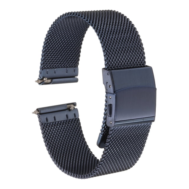 Correa de reloj de malla de acero inoxidable Uxcell de 20 mm, correa de metal de liberación rápida, ajustable para hombres y mujeres, azul