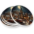 thumbnail image 3 of Christmas Town Night Coasters Absorbent Moisture Non-Slip Drink Coaster Ceramic Stone with Cork Base Desktop Protection Prevent Furniture Damage 4PCS Home Decor, 3 of 6