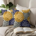 thumbnail image 3 of Mustard Yellow Navy Blue Grey Pillow Covers 18x18 Inch Set of 2 Dahlia Floral Decorative Throw Pillows For Couch Geometry Flowers Modern Pillow Cases Home Decor For Sofa Couch Porch Patio Outdoor, 3 of 6