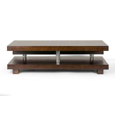 Alain Modern Brown Coffee Table With Decorative Accent Bar