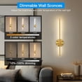 thumbnail image 4 of Battery Operated Wall Sconces Set of Two,Rechargeable Wall Sconces Set of 2 with Remote Control Dimmable Wall Light Decor for Living Room, Bathroom for, 24 Inch, Gold, 4 of 6