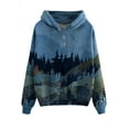 thumbnail image 3 of TWZH Women Traditional Landscape Painting Mountain Forest Printed Hoodie Tops, 3 of 3