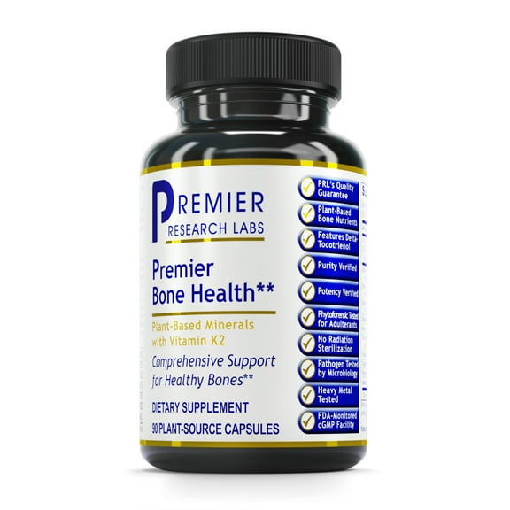 Premier Research Labs Bone Health - Healthy Bones Supplement - With Vitamin K2, Chlorella & Calcium - Mineral Supplement - Vegan Friendly - 90 Plant-Source Capsules