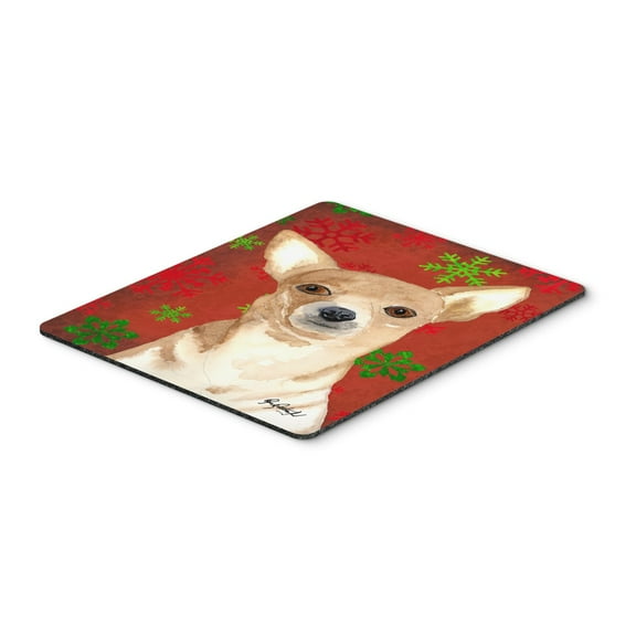 "Chihuahua Red Snowflakes Mouse Pad Hot Pad or Trivet"