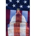 thumbnail image 2 of Flaherty, Dennis 11x14 Gold Ornate Wood Framed with Double Matting Museum Art Print Titled - Washington, DC US flag and US Capitol building, 2 of 4