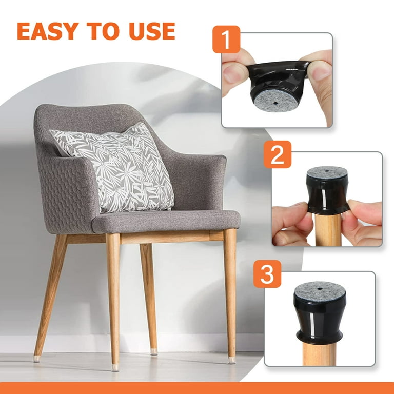 32 Pcs Chair Leg Floor Protectors Bar stools Leg Protectors Caps Dining Room Chair Leg Protectors for Hardwood Floors Chair Leg Covers Silicone Felt Furniture Pads Black Extra Small Walmart