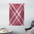 thumbnail image 1 of Checkered Tapestry, Cross Checkered Pattern with Diagonal Strips and Rhombus Shapes, Wall Hanging for Bedroom Living Room Dorm Decor, 40W X 60L Inches, Dried Rose Ruby and White, by Ambesonne, 1 of 2
