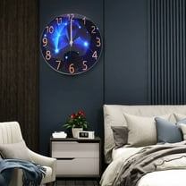 Diamond Large Wall Clock Blue Round Interior Modern Decorative Silent Wall Clock
