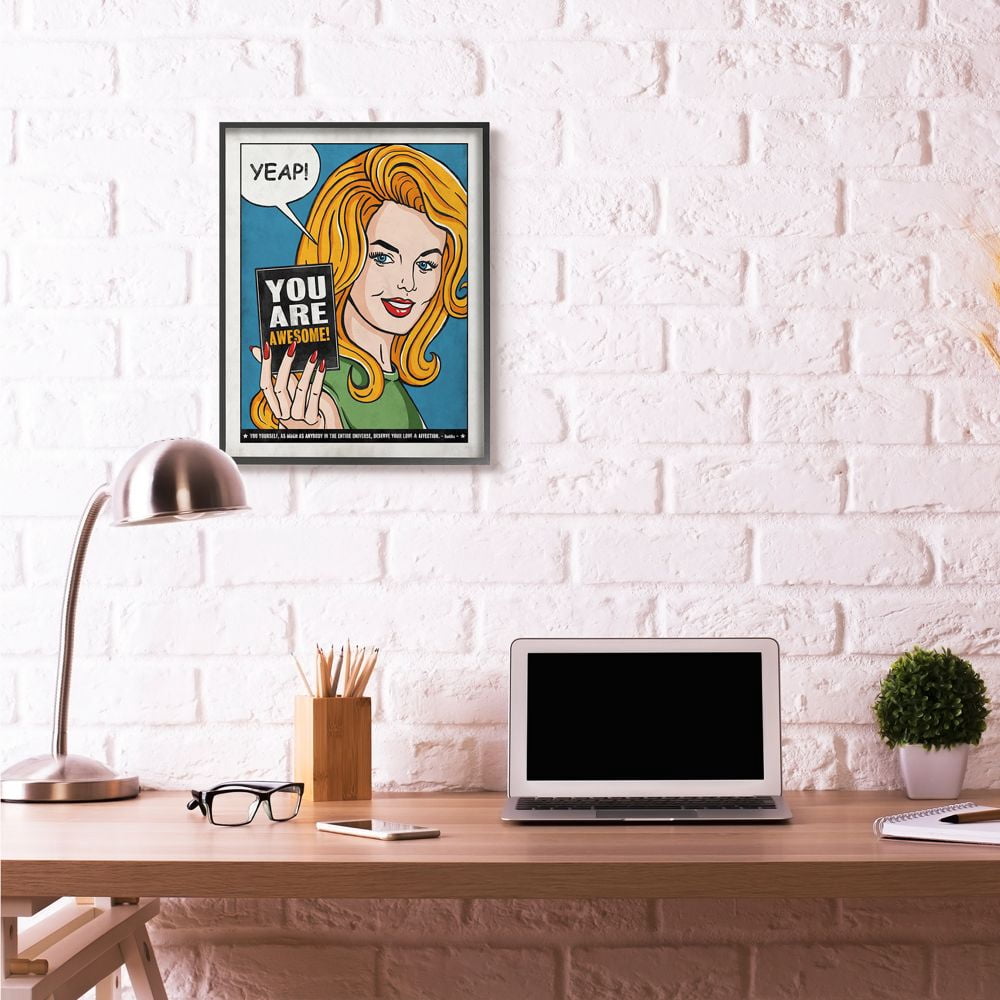 Stupell Industries You Are Awesome Vintage Comic Book Design Framed Wall Art by Ester Kay