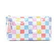 thumbnail image 2 of Bolsa de cosméticos de PVC impermeable con cremallera de borla, diseño rayado, para viaje y uso diario, guarda maquillaje y accesorios, múltiples colores, 26 x 13.5 x 9 cm, 2 of 6