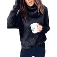 thumbnail image 1 of Oucaili Suéteres de punto para mujer, suéter de cuello alto, jersey de manga larga, Jersey holgado, Tops de Color sólido, 1 of 5
