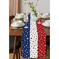 thumbnail image 2 of Red Blue Stars 4th of July Burlap Cotton Table Runner 13x90 Inches Long, Independence Day Retro Farmhouse Table Runners, Outdoor Dining Tablecloths Decor for Baby Shower/Party/Wedding, 2 of 6