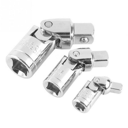  Drive Universal Joint Swivel Wobble Socket Impact Extension 3/8" 1/2" 1/4" (silver)(3pcs)