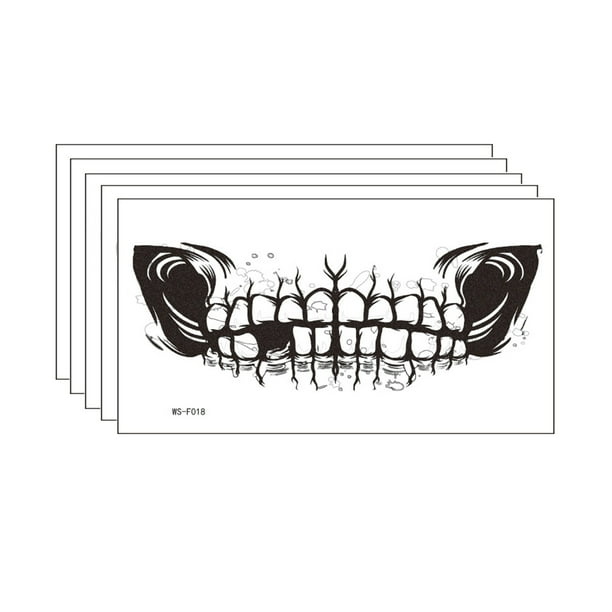 Pegatinas de tatuaje, tatuaje temporal para hombres, mujeres y adultos, pegatina para boca y dientes, pegatina de viento oscuro, pegatina de maquillaje divertida, pincel de maquillaje