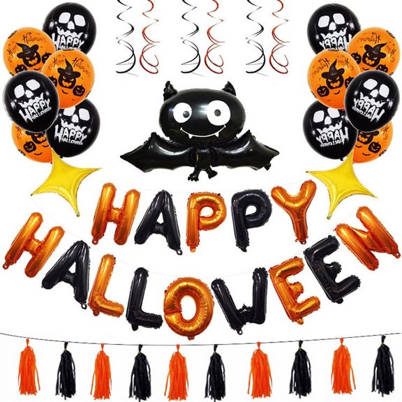 Halloween Balloon Set Festival Celebration Party Supplies Decorative Bat Balloon Spiral Hanging Halloween Balloon