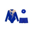 thumbnail image 4 of Miutii Kids Girls 3 Piece Gymnastics Leotards Dance Bodysuit Tumbling Outfits Figure Skating Costume B Royal Blue 16, 4 of 5