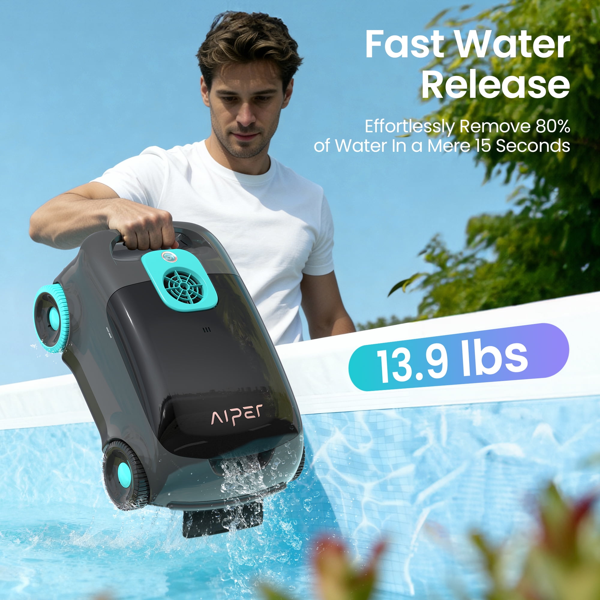 Aiper Scuba 1100W Cordless Robotic Pool Cleaner for Above-ground and Flat-floored In-ground Pools
