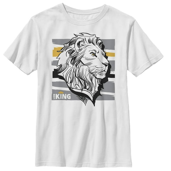 Boy's Lion King Mufasa Stripe Profile Graphic Tee White Medium