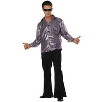 RG Costumes 85175-SV Plus Size Disco Inferno 70s Sequin Costume - Silver