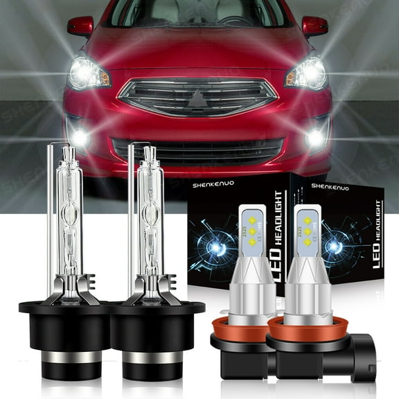H11 D4S Xenon bulbs for 2017-19 Mitsubishi Mirage LED Headlights High Low Beam 4pc