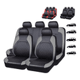 thumbnail image 2 of "Universal Auto Asiento Cuero Funda Lavables 9pzs Accesorios Malubero  Gris negra ", 2 of 5