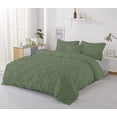 thumbnail image 3 of 3 Piece Pinch Pleated Duvet Cover Set 100% Cotton 1000 TC with Zipper Closure & Corner Ties Pintuck Bedding Duvet Cover - Super King Size (116" x 98") Inch, Sage Solid, 3 of 7