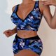thumbnail image 2 of Gibobby Conjunto de traje de baño de bikini Bikini de cintura alta para mujer, bañadores sexys de dos piezas con realce, traje de baño Vintage, conjunto (Azul oscuro,XL), 2 of 5