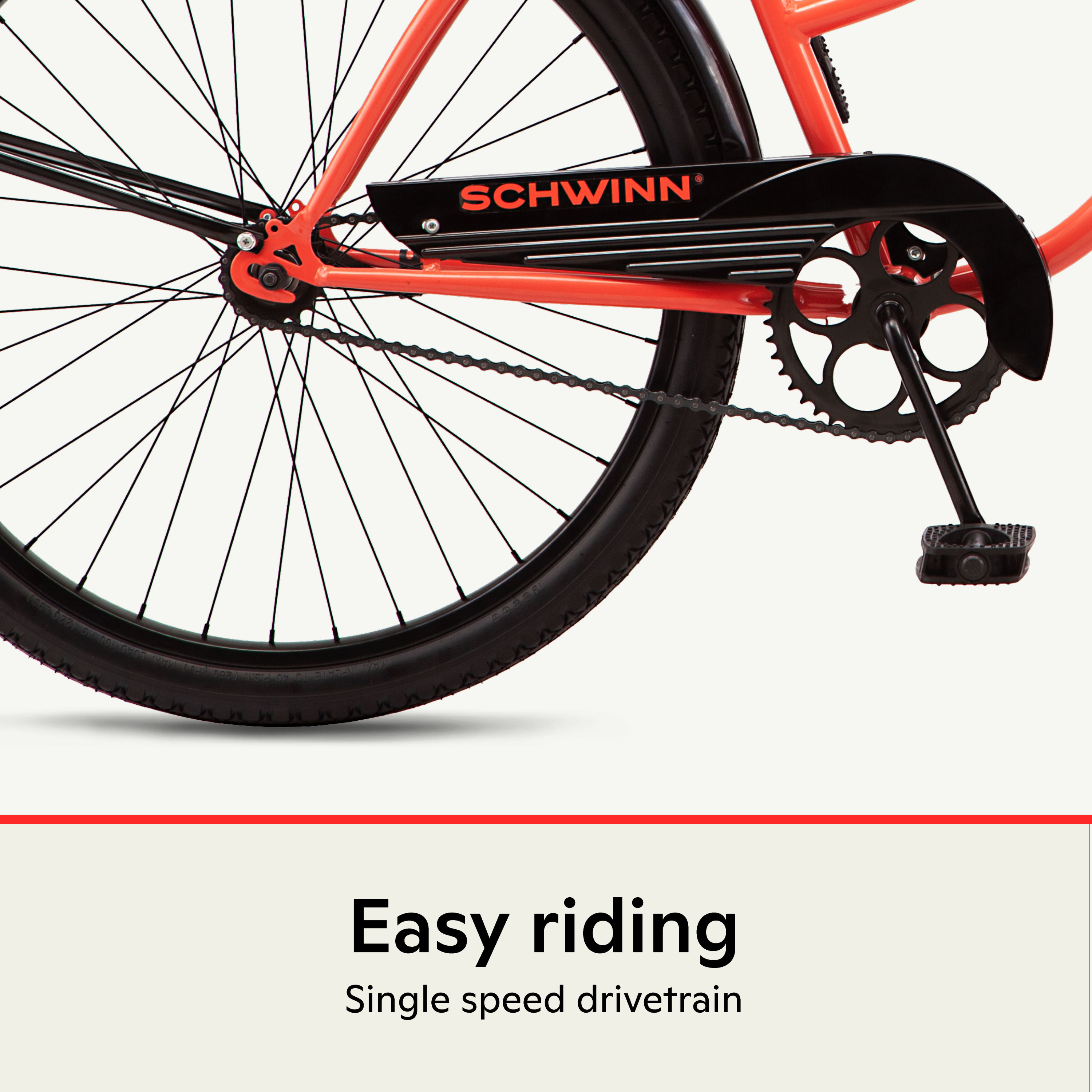 Schwinn Siesta cruiser bike, single speed, 26-inch wheels, coral, womens style - image 8 of 8