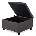 thumbnail image 4 of Large Square Storage Ottoman Bench with Wooden Legs, Linen Fabric Button Tufted Upholstered Coffee Table with Nail Trims, Flip Top Foot Rest Stool for Sofa Couch Bedroom End of Bed, Dark Grey, 4 of 7