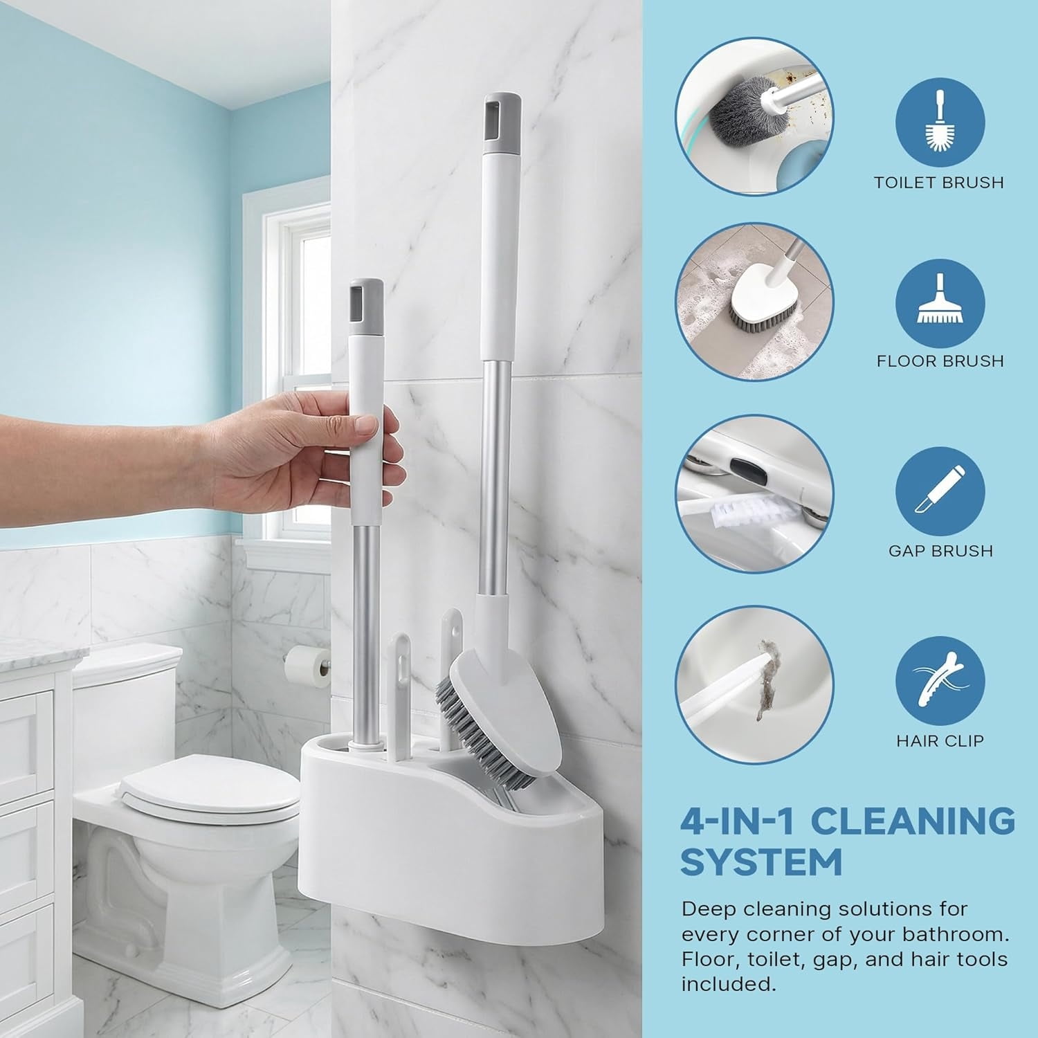 2 Pack Toilet Brush and Holder,Ergonomic, Elegant, Durable, Toilet Bowl Brush for Bathroom