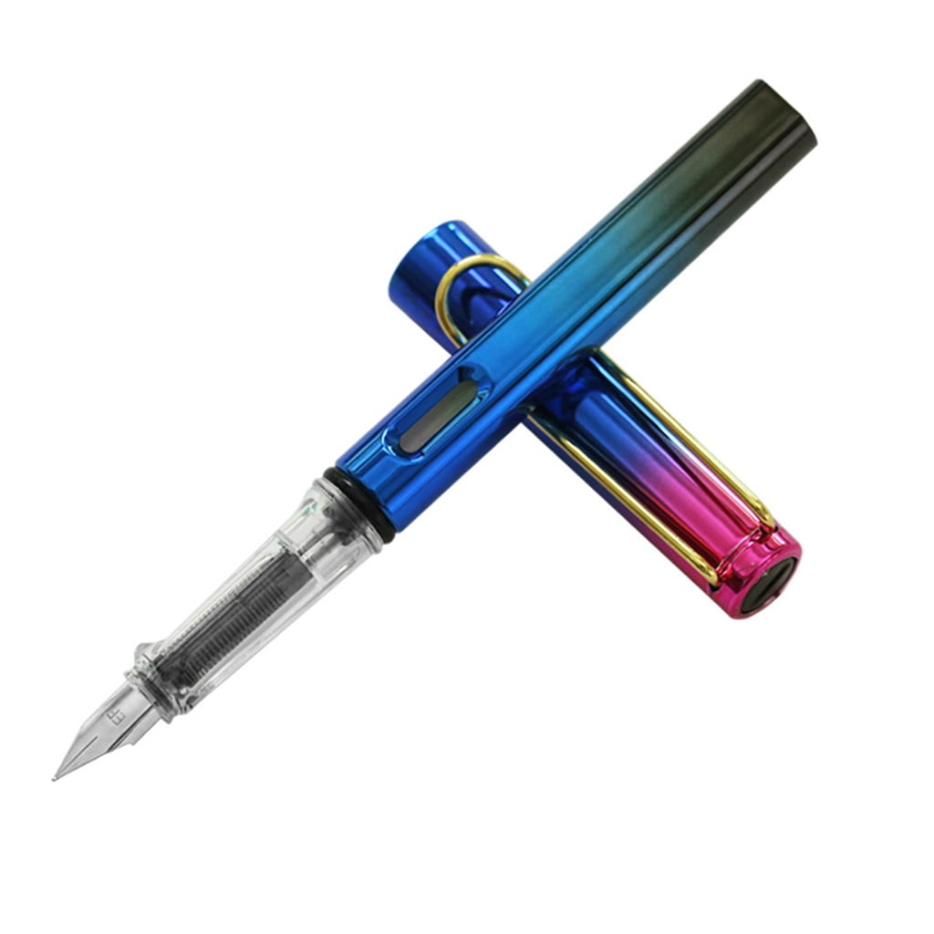 Fountain Pen EF Nib Metallic Color Pen Body PistonFilled Ink Absorber Removable Visible Ink
