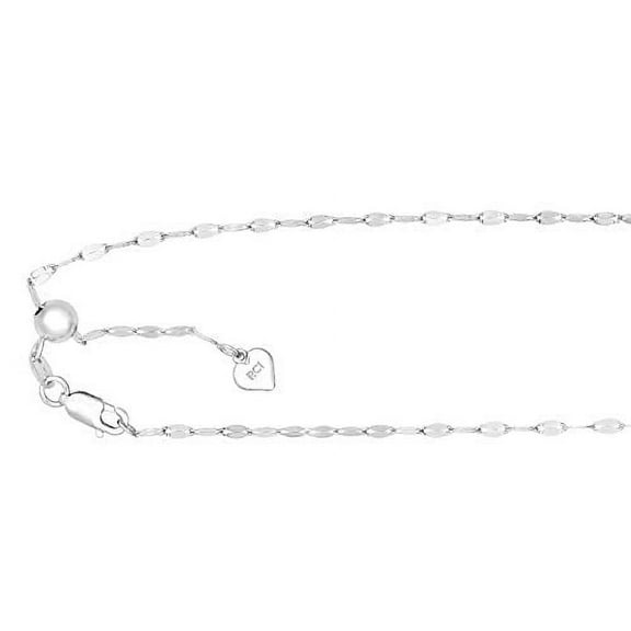 JewelStop Sterling Silver with Rhodium Finish 2.1mm Polished Adjustable Mirror Chain with Lobster Draw String Clasp