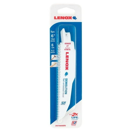 UPC: 0082472203707 | Lenox 6 in. Bi-Metal Reciprocating Saw Blade 6 TPI 5 pk