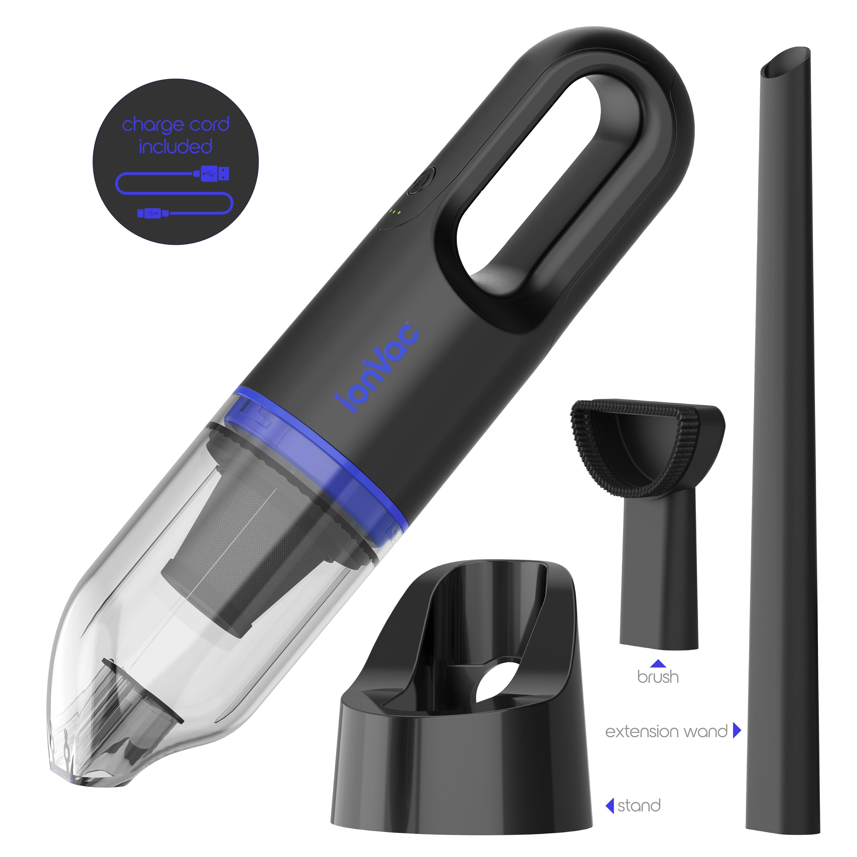 IonVac, Lightweight Handheld Cordless Vacuum Cleaner, USB Charging, Multi-Surface