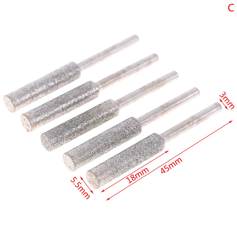 5PC Diamond Coated Cylindrical Burr Chainsaw Sharpener Carving Grinding TooA WN 