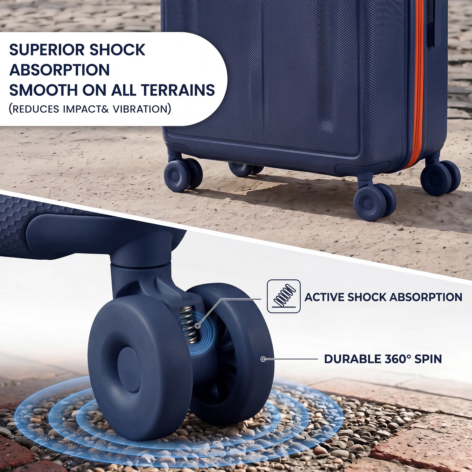 New York Xpress 20" Carry on Luggage,PC Hardside Expandable Suitcase with Silent Wheels & Aluminum Wide Handle,TSA-Approved, Navy - LP13803