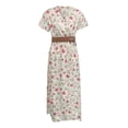 thumbnail image 4 of GYUJNB Robe d'Été Décontractée à Manches Courtes Col en V Imprimé Floral Bohème Robe Maxi Fluide Robe Cocktail, Blanc, 4 of 6
