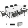 thumbnail image 1 of Costway 32" Meeting Room Desk Set of 6 with Charging Station & Headphone Hook Metal Frame White, 1 of 7