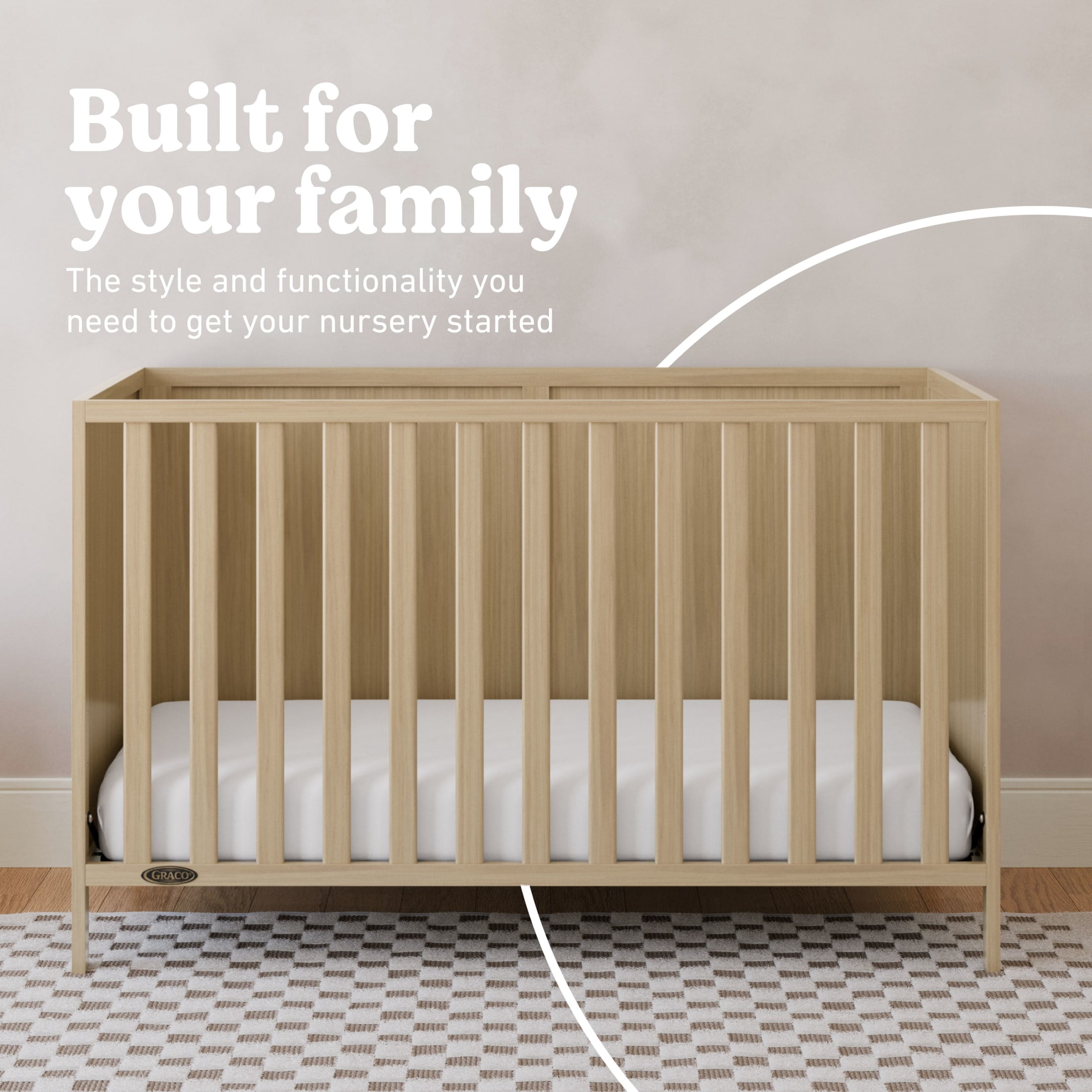 Graco Theo 3-in-1 Convertible Baby Crib, Driftwood