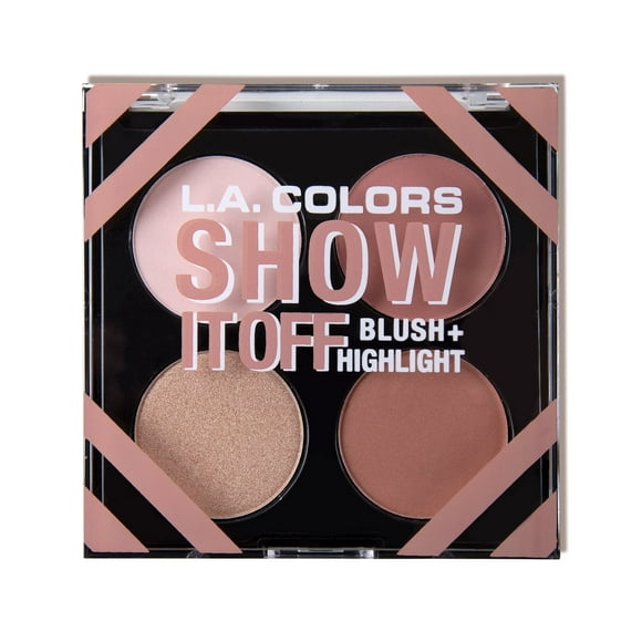 L.A. COLORS Show It Off & Shape It Up Palette - Blush & Highlight for Everyday Natural Look, Summer Glow, Smoky Eye - Versatile Makeup for Subtle to Bold Looks