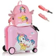 thumbnail image 1 of Costway 2PC Kids Ride-on Luggage Set 18" Carry-on Suitcase & 12" Backpack Anti-Loss Rope, 1 of 10
