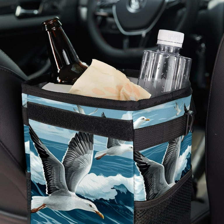 Seagull Car Trash Can with Lid, Foldable Leak-Proof Car Garbage