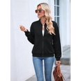 thumbnail image 3 of Womens Jacket Coat Casual Stand Collar Zip Up Fall Fashion Jackets Outfits with Pockets Black L, 3 of 8