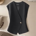 thumbnail image 5 of Women's Solid Color Sleeveless Temperament Vest Casual Office Waistcoat Comfy Breathable Work Summer Holiday Outfits | CSEONE,Black L, 5 of 6